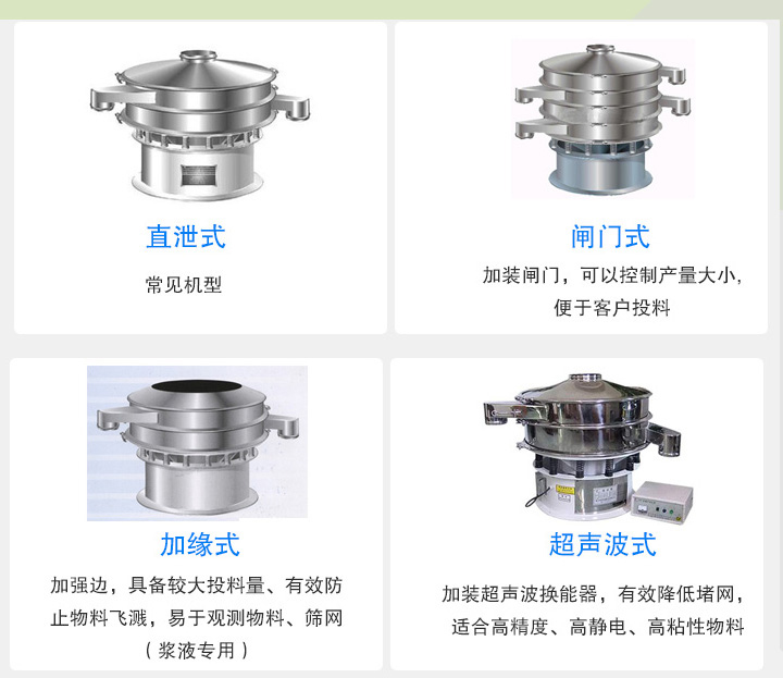 大漢旋振篩根據(jù)不同行業(yè)的要求分為直泄式、閘門式、加緣式、超聲波式等設(shè)計